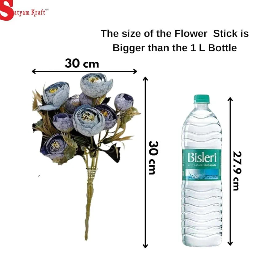 SATYAM KRAFT 2 Pcs Artificial Rose Flower Sticks | Decorative Items for Home Decor, Room, Living Room, Table Centerpiece,Balcony, Office | Perfect for Wedding,Birthday,Enagagement